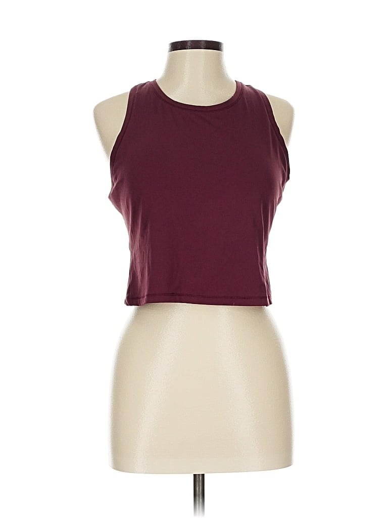 Pre-owned Yogalicious Tank Top Burgundy Halter Neckline Tops