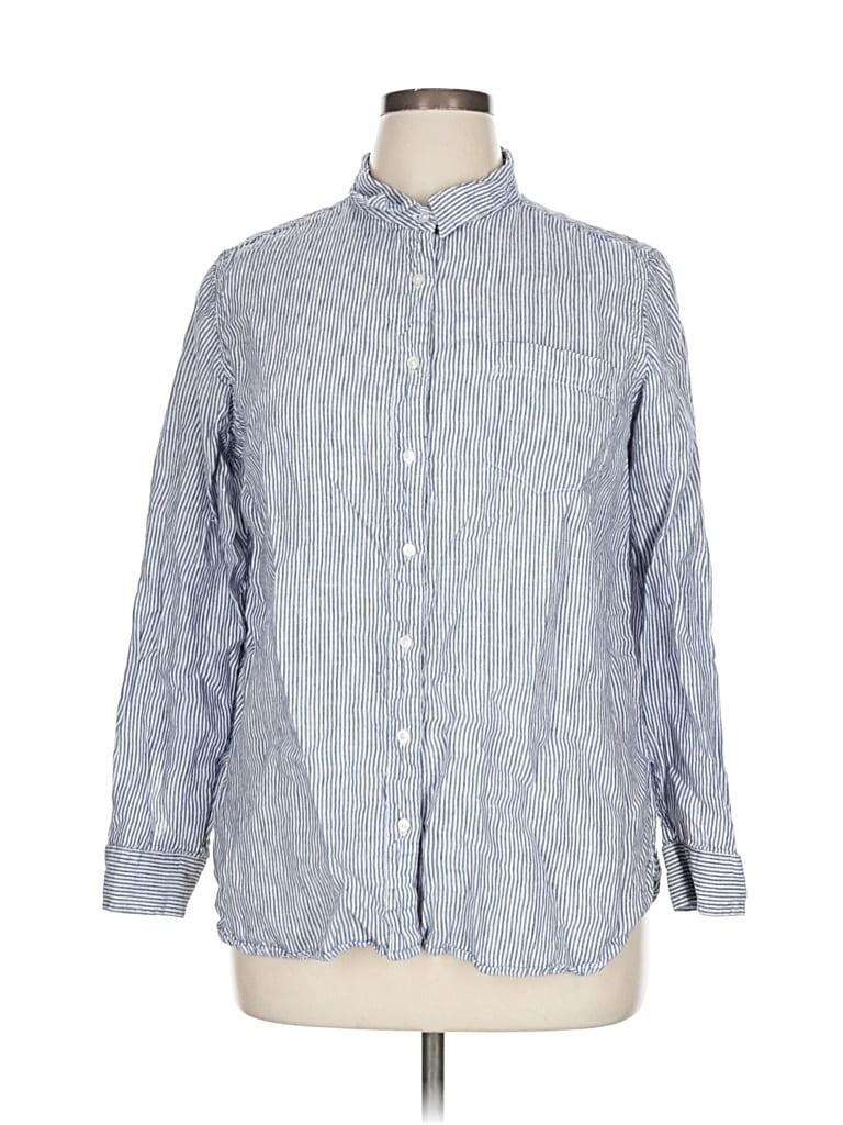 Pre-owned L.l.bean Long Sleeve Button Down Shirt In Blue