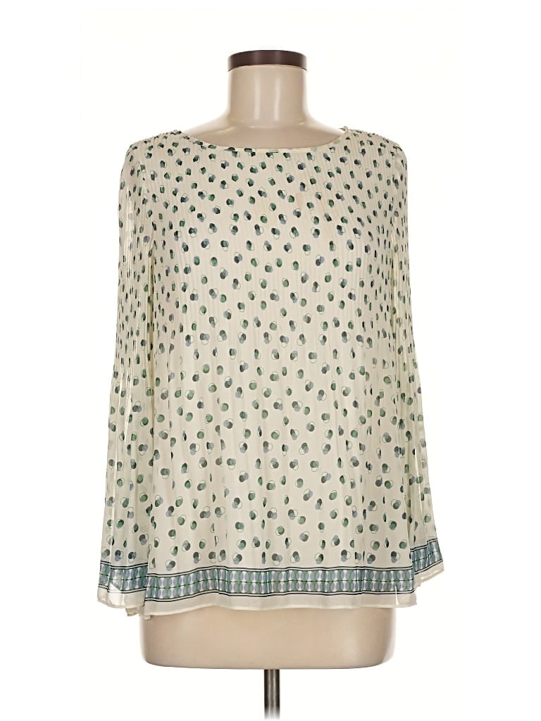 Pre-owned Max Studio Long Sleeve Blouse In White