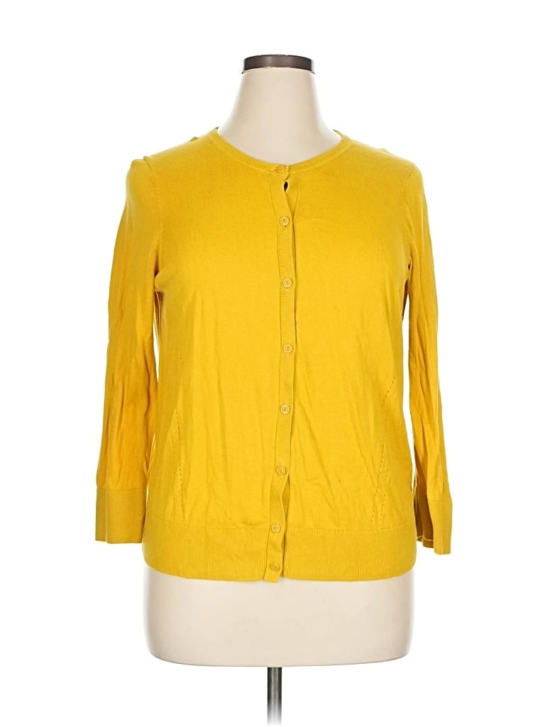 Pre-owned Ann Taylor Loft Cardigan Sweater In Yellow