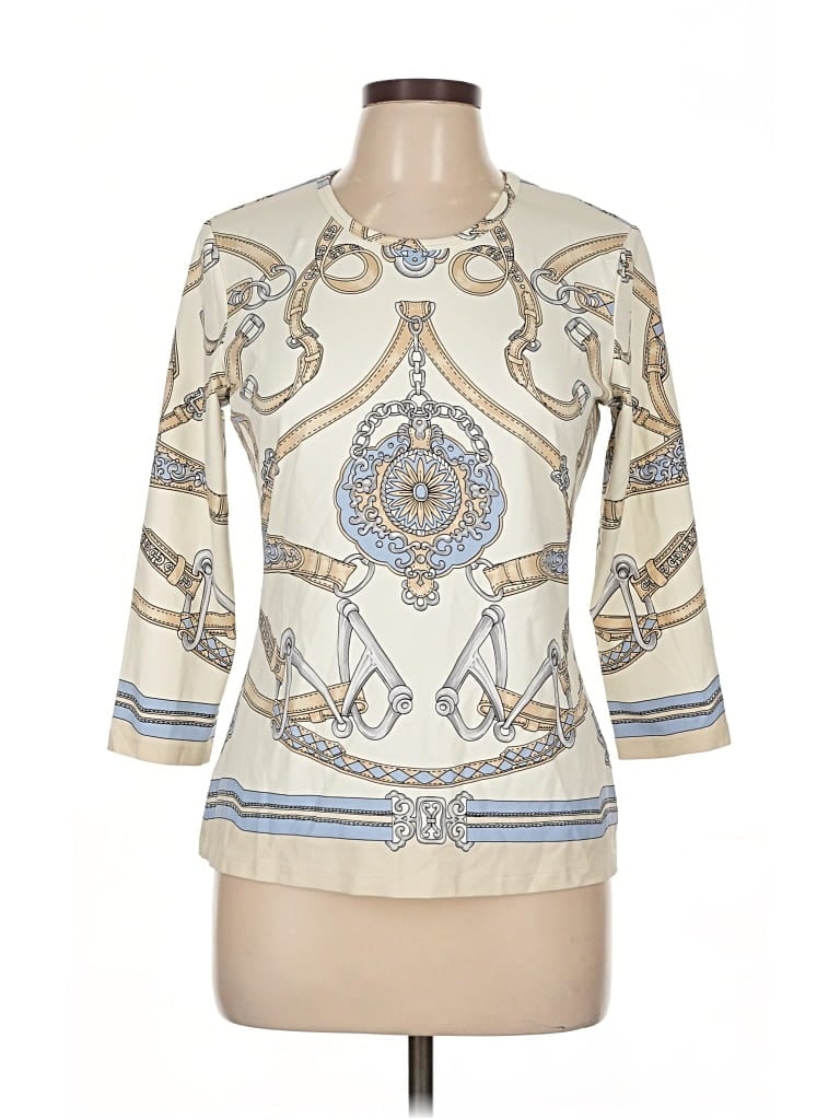 Pre-owned J. Mclaughlin 3/4 Sleeve Blouse In White