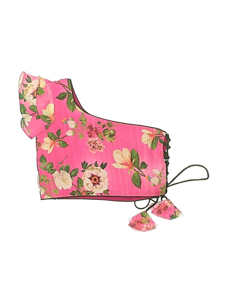 Pre-owned Assorted Brands Kids' Tank Top Pink Floral Pattern One Shoulder Neckline Tops