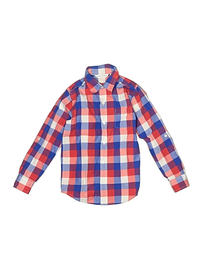 Pre-owned Janie And Jack Kids' Long Sleeve Button Down Shirt In Red