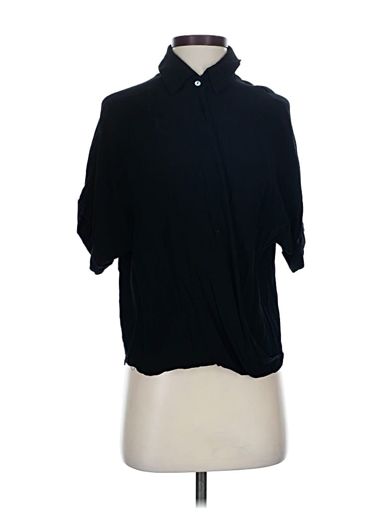 Pre-owned Honey Punch Short Sleeve Blouse In Black