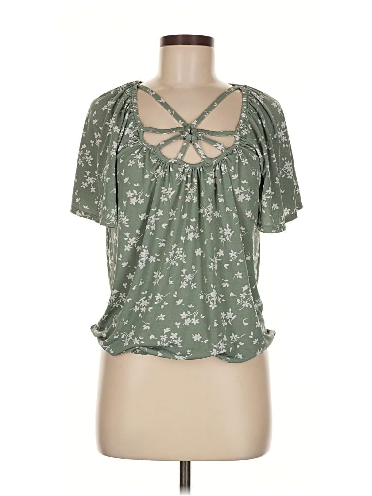 Pre-owned Daytrip Short Sleeve Blouse In Green