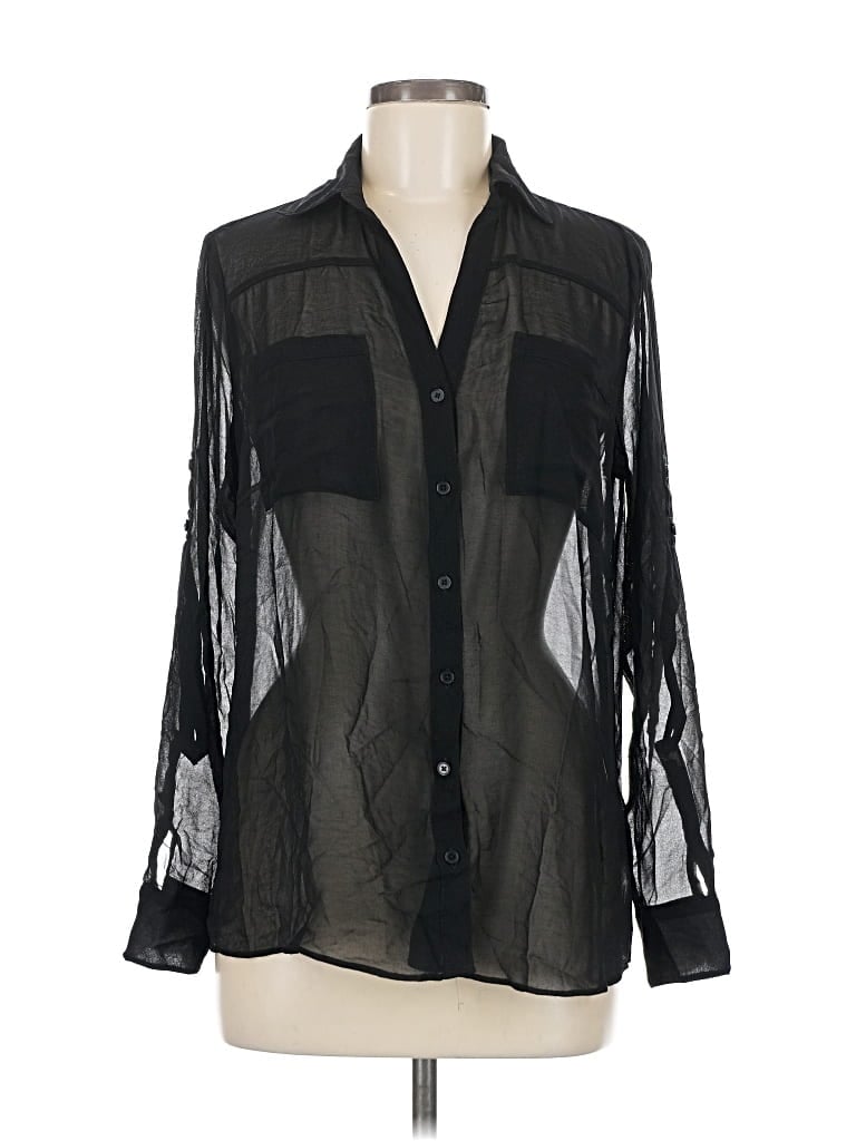 Pre-owned Nicole Miller Long Sleeve Blouse In Black