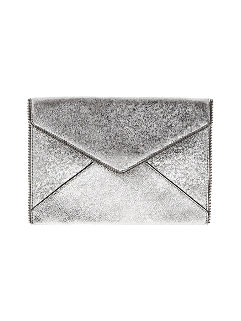 Pre-owned Rebecca Minkoff Leather Clutch In Silver