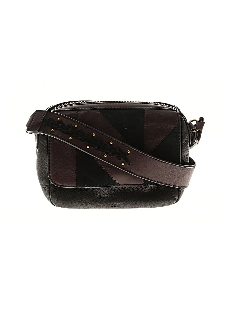 Pre-owned Fossil Leather Crossbody Bag In Purple