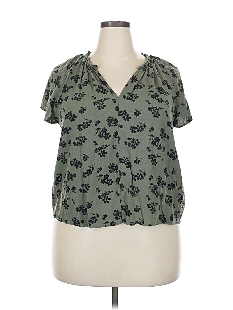 Pre-owned Gap Short Sleeve Blouse In Green