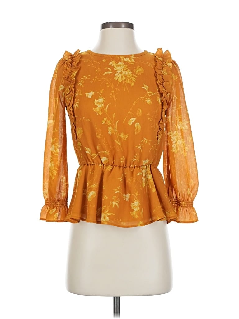 Pre-owned Madewell 3/4 Sleeve Blouse In Gold