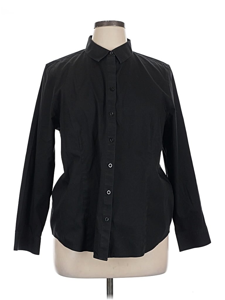 Pre-owned Chico's Long Sleeve Button Down Shirt In Black