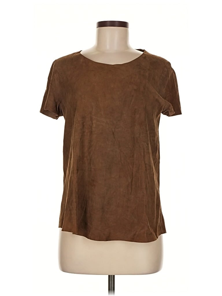 Pre-owned Calypso St Barth Short Sleeve Top Brown Crew Neck Tops