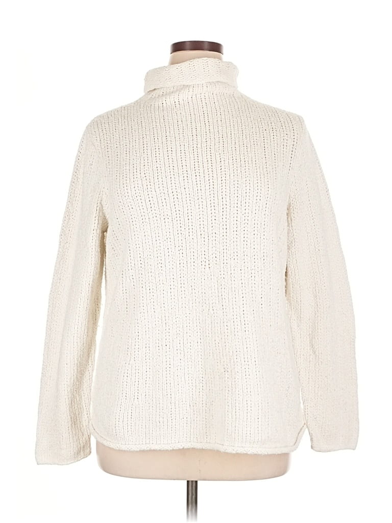 Pre-owned Eileen Fisher Turtleneck Sweater In White