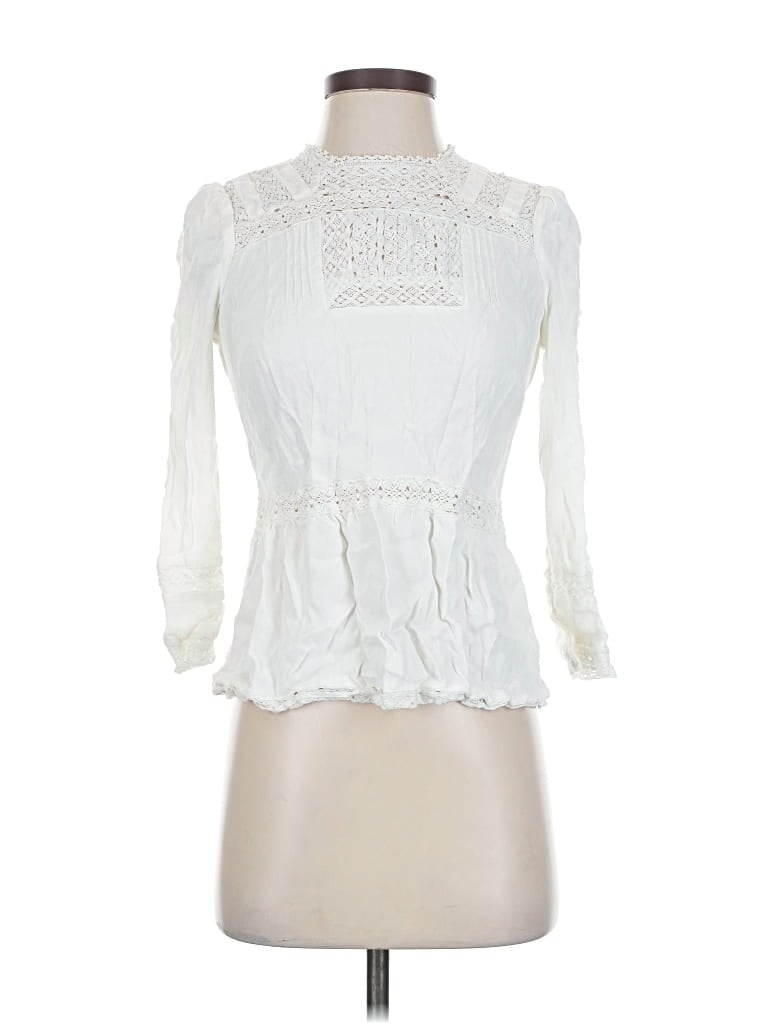 Pre-owned Point Sur 3/4 Sleeve Blouse In White