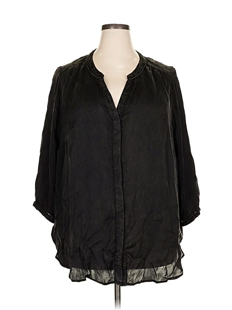 Pre-owned Nydj 3/4 Sleeve Blouse In Black
