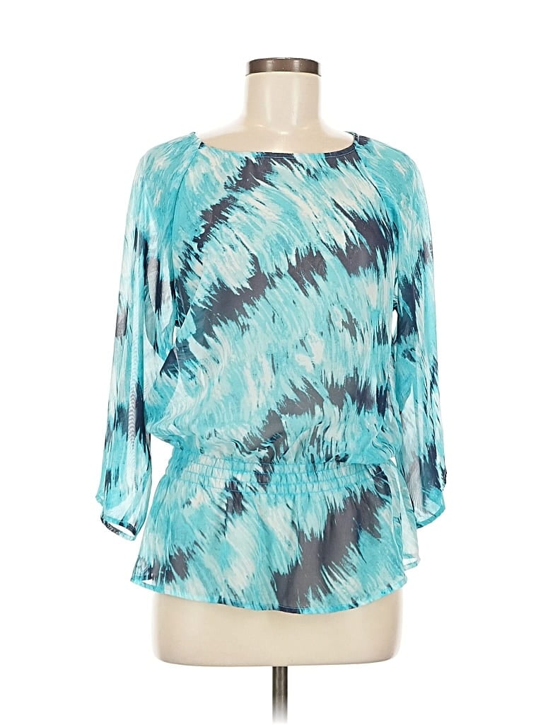 Pre-owned Chico's 3/4 Sleeve Blouse In Blue