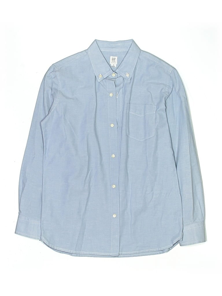 Pre-owned Gap Kids' Long Sleeve Button Down Shirt In Blue