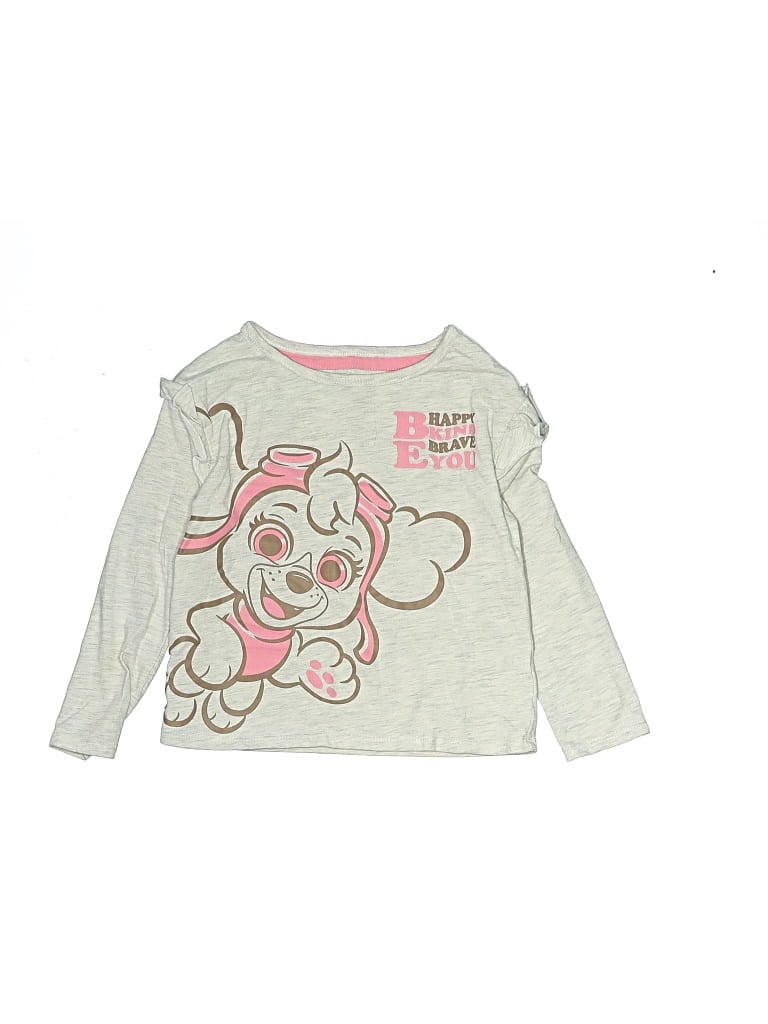 Pre-owned Paw Patrol Kids' Long Sleeve Top Gray Sweetheart Neckline Tops