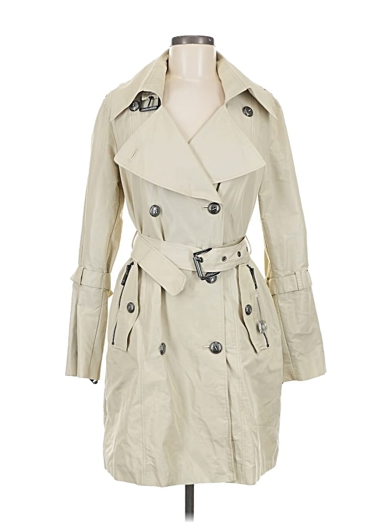 Pre-owned Andrew Marc Trenchcoat In White