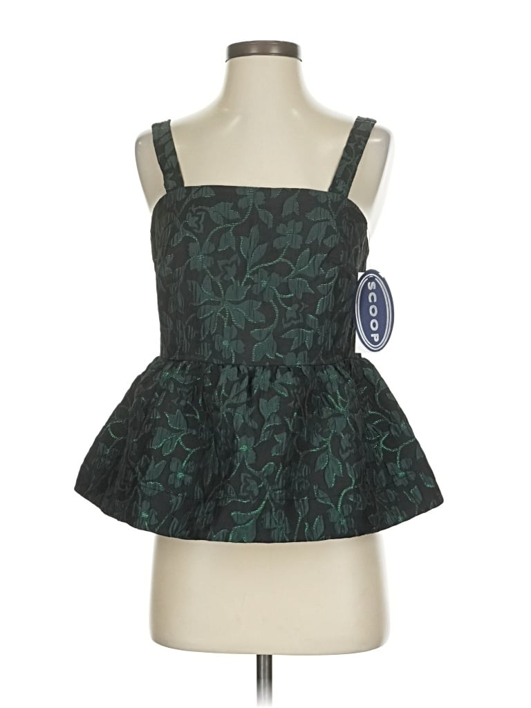 Scoop Sleeveless Top Green Strapless Neckline Tops