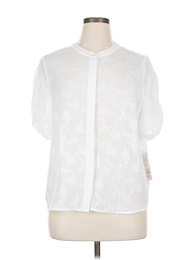 Pre-owned Nanette Lepore Short Sleeve Blouse In White