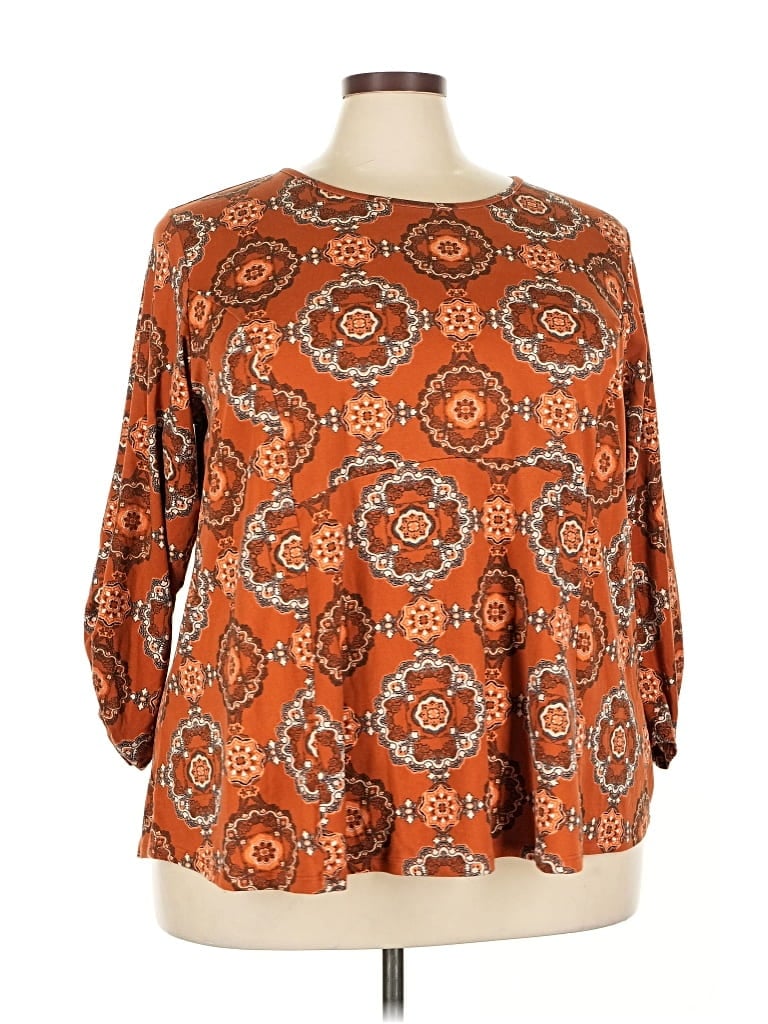 Pre-owned Molly & Isadora 3/4 Sleeve T-shirt In Orange