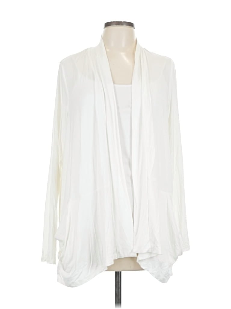 Pre-owned Logo By Lori Goldstein Cardigan Sweater In White