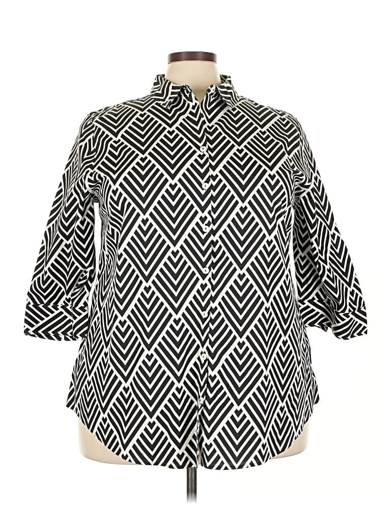 Pre-owned Chico's 3/4 Sleeve Blouse In Black