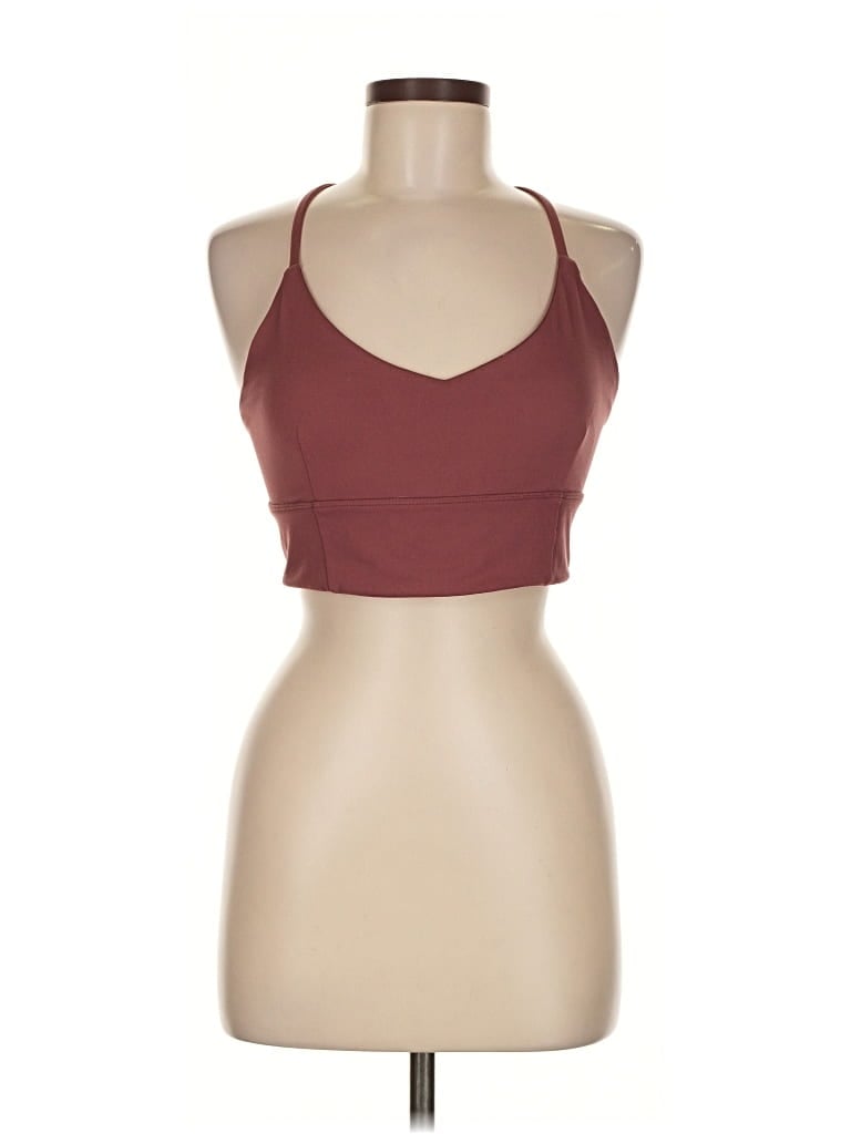 Pre-owned Manduka Tank Top Burgundy Halter Neckline Tops