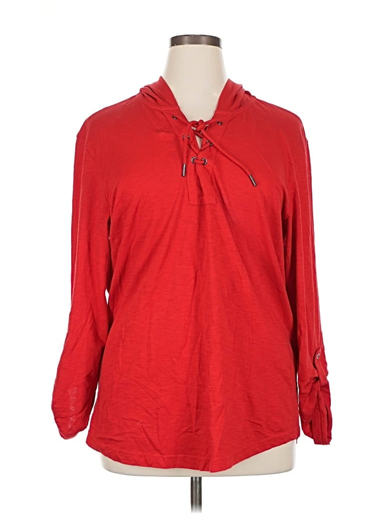 Pre-owned Inc International Concepts Long Sleeve Polo Shirt In Red