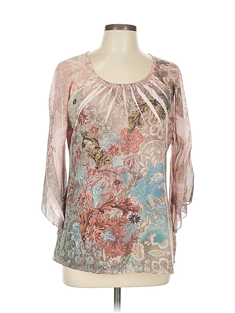 Pre-owned Chico's 3/4 Sleeve Blouse In Pink