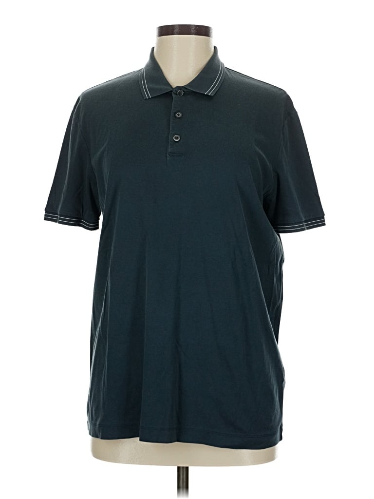 Pre-owned Theory Short Sleeve Top Teal Collared Neckline Tops In Blue