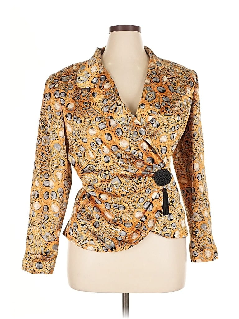 Pre-owned Leslie Fay Blazer Jacket In Gold