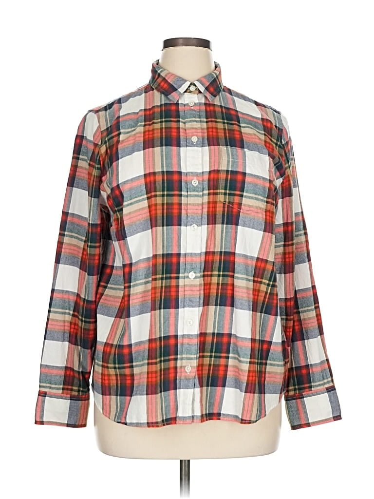 Pre-owned J.crew Factory Store Long Sleeve Button Down Shirt In Red