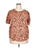 Papermoon 100% Polyester Animal Print Orange Pink Short Sleeve Blouse Size XXL - photo 1