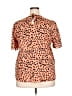 Papermoon 100% Polyester Animal Print Orange Pink Short Sleeve Blouse Size XXL - photo 2