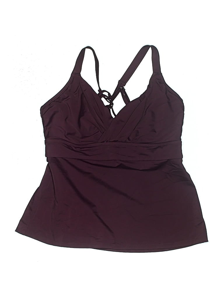 Pre-owned Title Nine Swimsuit Top Burgundy Solid Pattern Swimwear