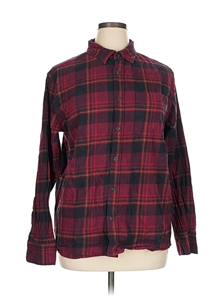 Pre-owned Eddie Bauer Long Sleeve Button Down Shirt In Burgundy