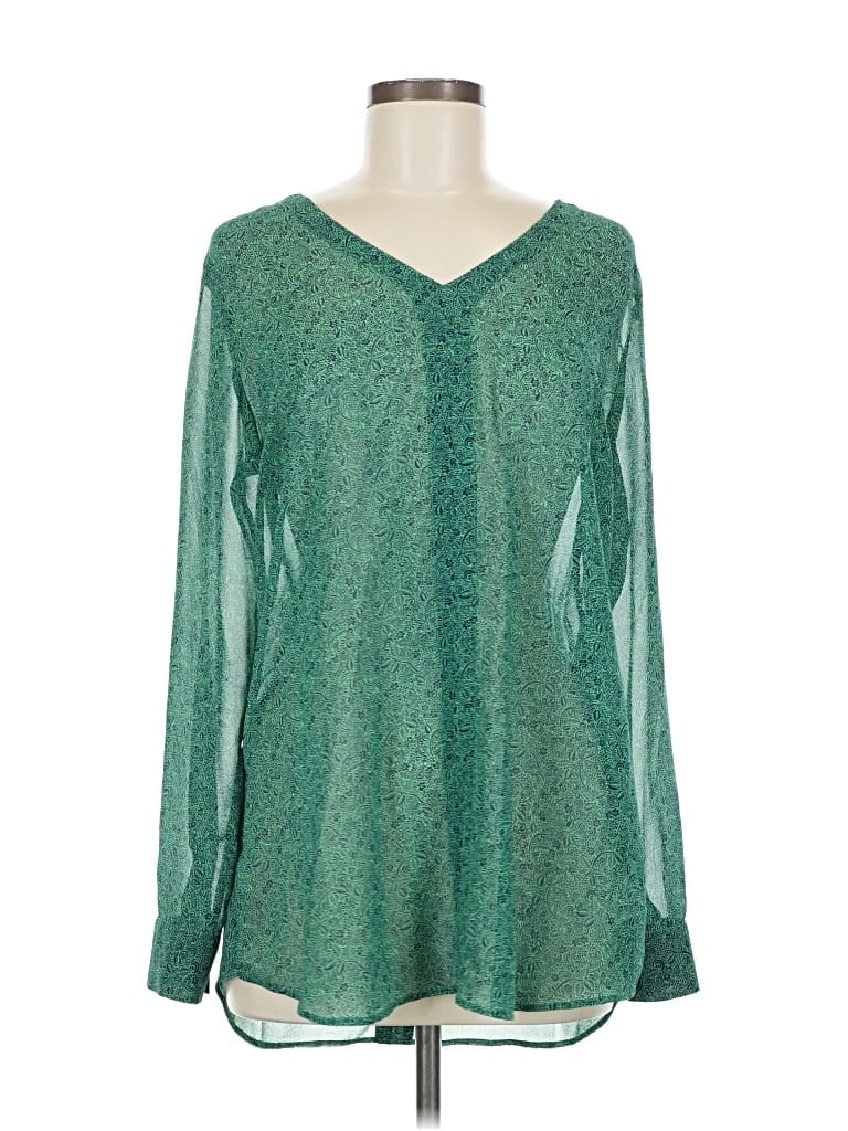 Pre-owned Cabi Long Sleeve Blouse In Green