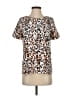 Cooper & Ella 100% Polyester Animal Print Tan Short Sleeve Blouse Size XS - photo 1