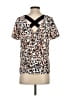Cooper & Ella 100% Polyester Animal Print Tan Short Sleeve Blouse Size XS - photo 2