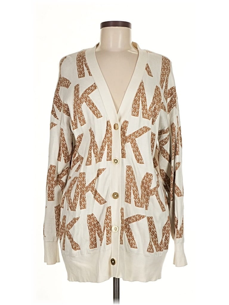 Pre-owned Michael Michael Kors Cardigan Sweater In White