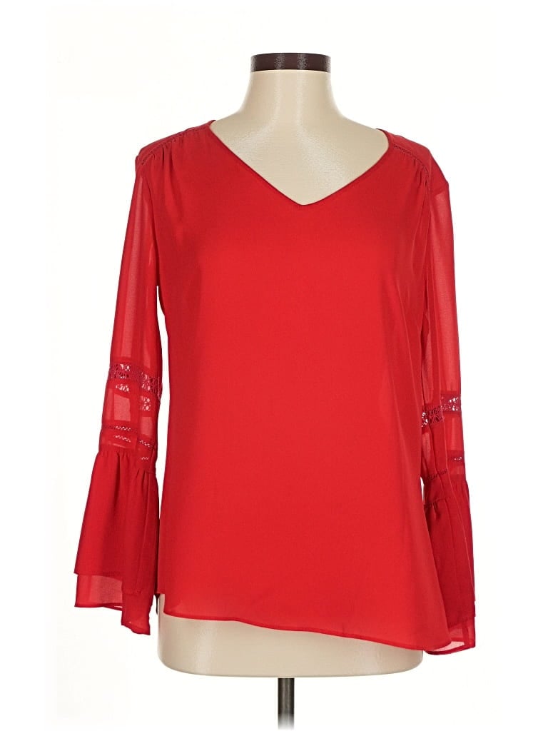 Pre-owned Rose + Olive Long Sleeve Blouse In Red