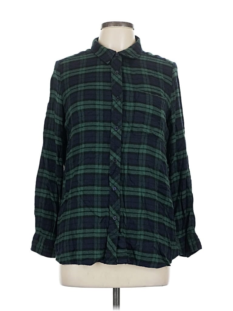 Pre-owned Melloday Long Sleeve Button Down Shirt In Green