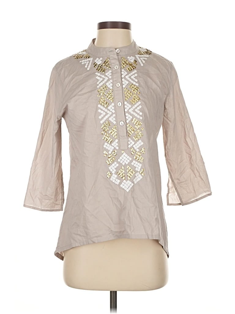 Pre-owned Figue 3/4 Sleeve Blouse In Brown