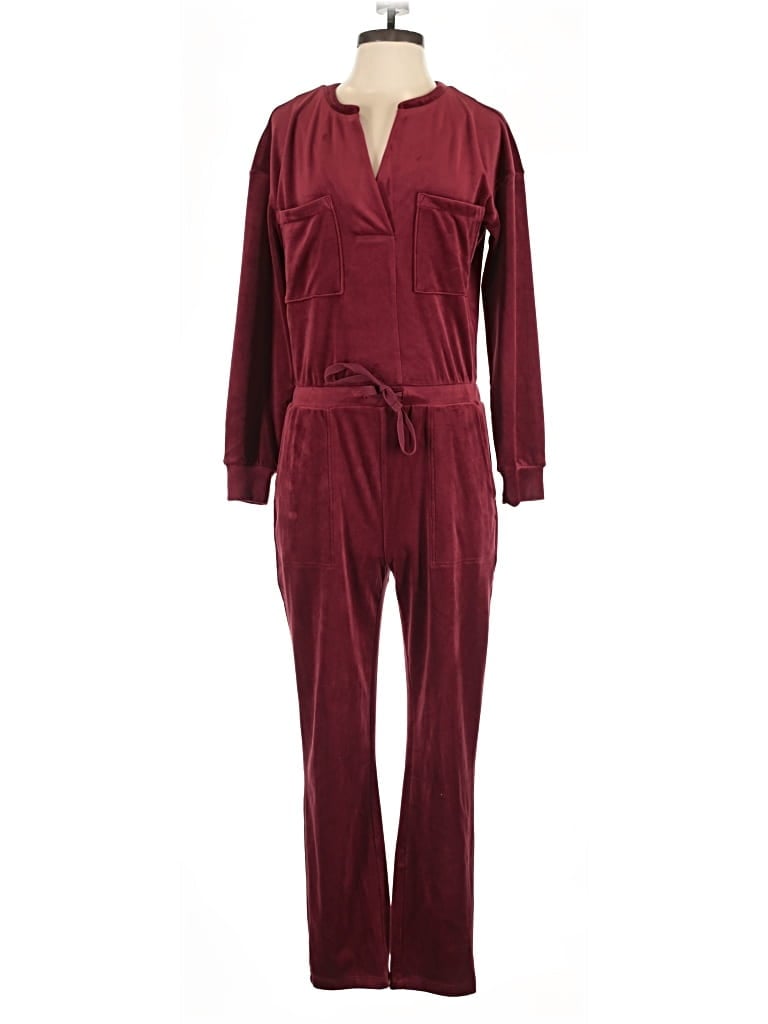 Pre-owned Lou & Grey For Loft Jumpsuit In Burgundy