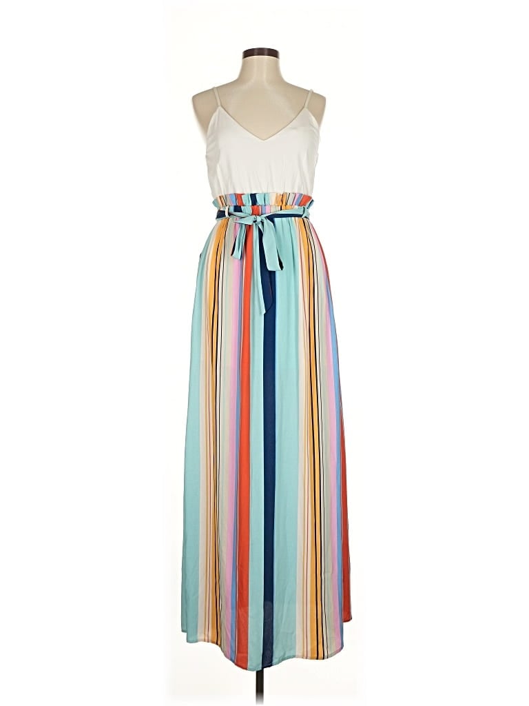 Pre-owned Main Strip Casual Dress In White