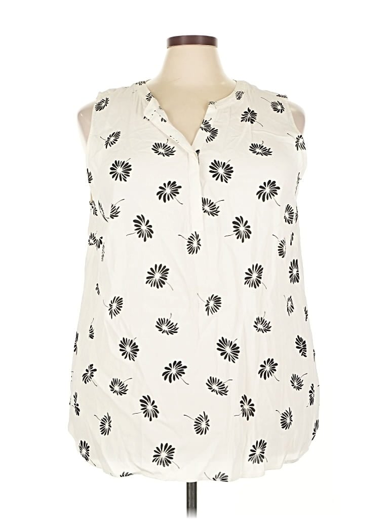 Pre-owned Talbots Sleeveless Button Down Shirt In White