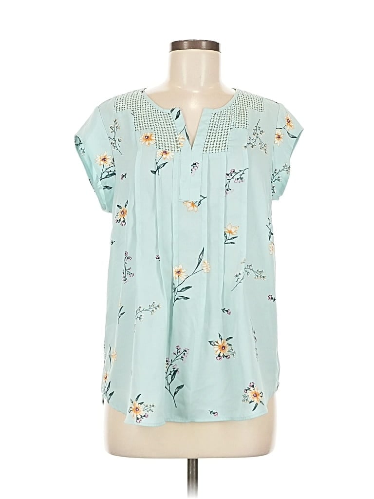 Pre-owned Daniel Rainn Short Sleeve Blouse In Blue