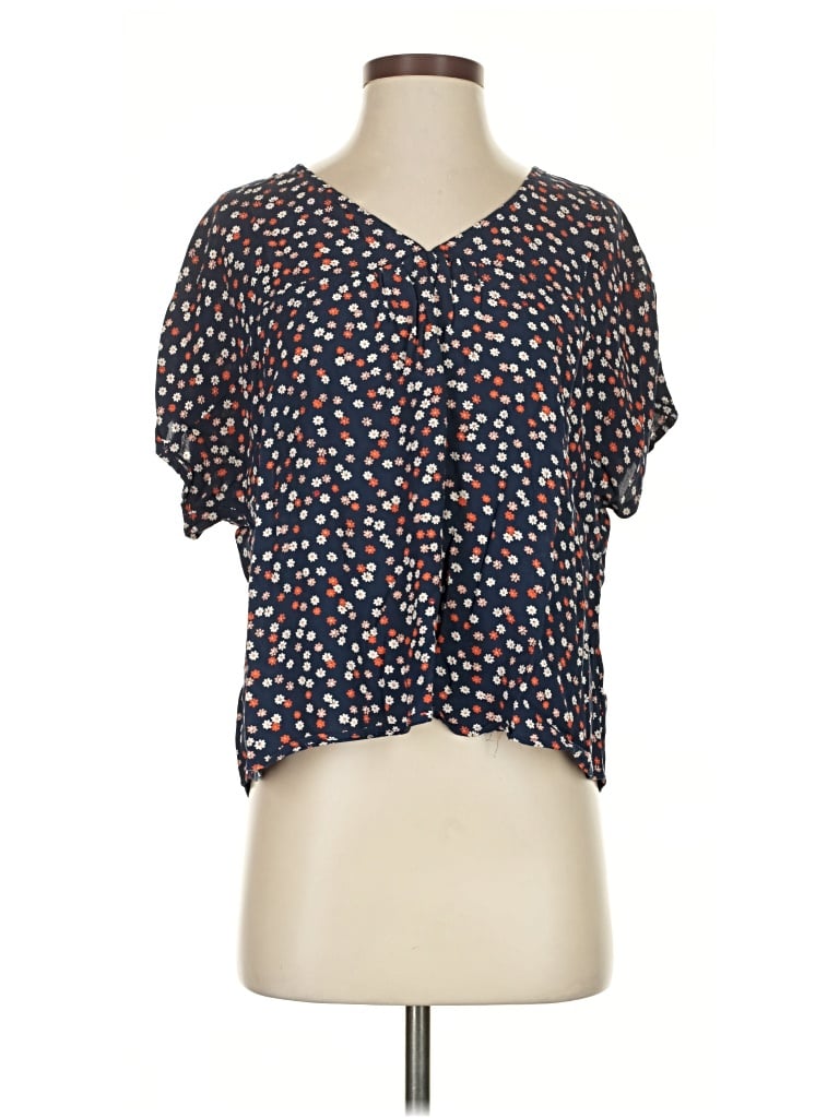 Pre-owned Madewell Short Sleeve Blouse In Blue